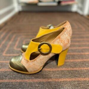 John Fluevog Attic Joyce Buckled heel with scalloped toe